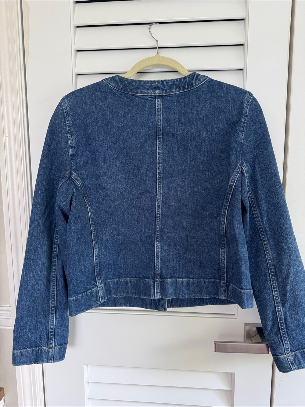 J. Crew Factory Dark Blue Denim Jean Jacket with Gold Buttons - Picture 2 of 5